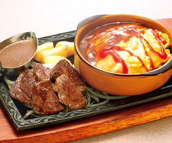 中落ちカルビステーキ＆オムライス